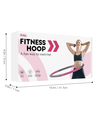 Phobby Weighted Exercise Hoop for Adults, 2.2lb Detachable Fitness Hoop, Adjustable Hoop with Jump Rope, Tape Measure and Carry Bag, Home Gym Workout (Blue Grey)
