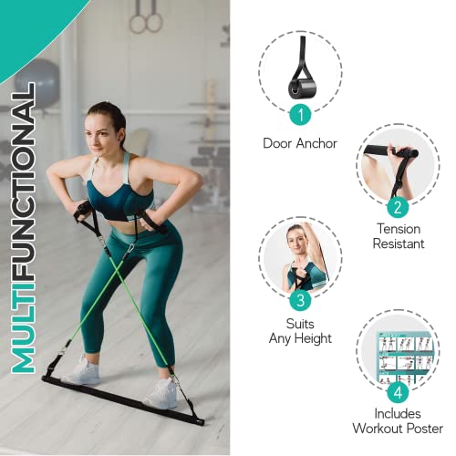 Repston Pilates Bar Kit with Resistance Bands - Home Gym Equipment - Workout Equipment for Women and Men - Pilates Equipment with Adjustable Resistance Bands (Straight, Black)
